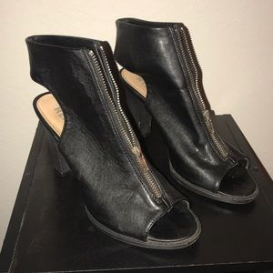 Black leather booties